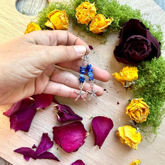 Lapis Lazuli Starfish Earrings – Wisdom, Intuition & Renewal - Picture 3 of 3